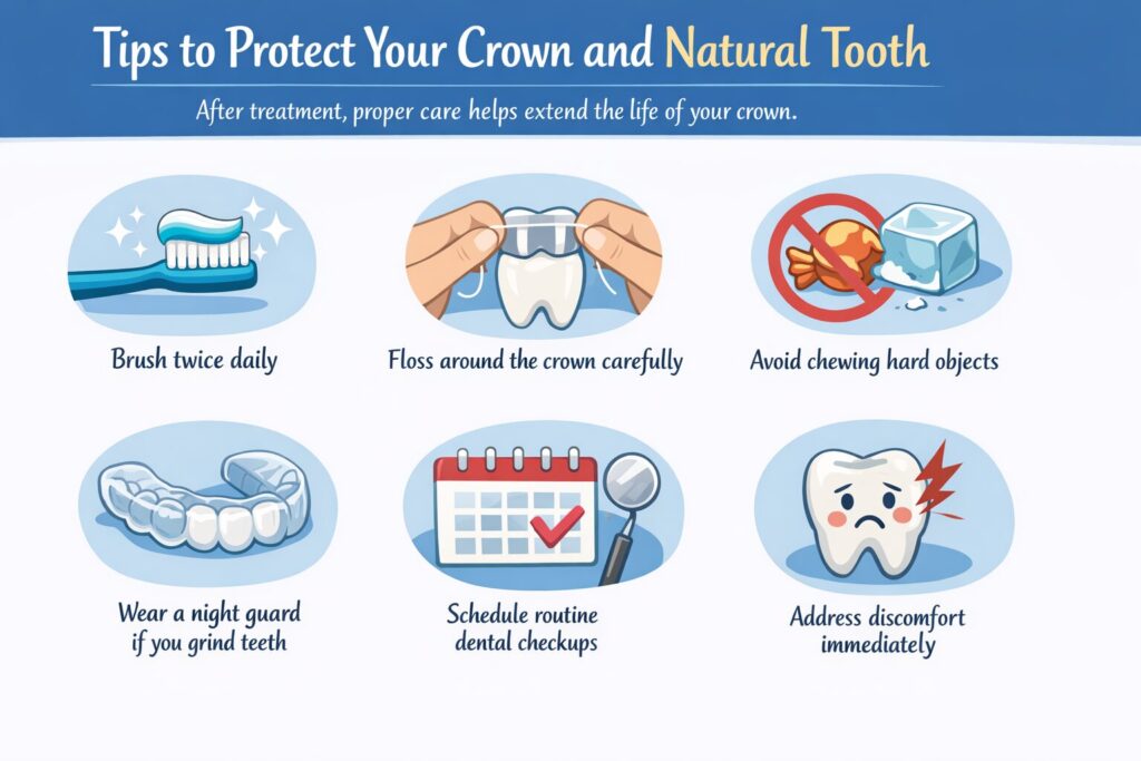 Tips to Protect Your Crown and Natural Tooth