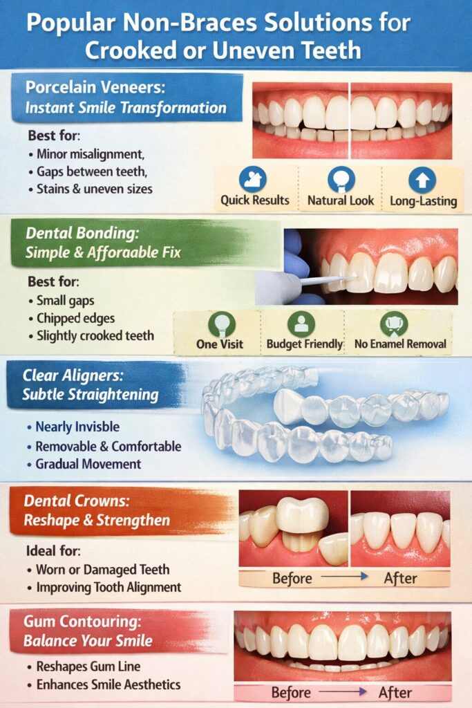 Popular Non-Braces Solutions for Crooked or Uneven Teeth